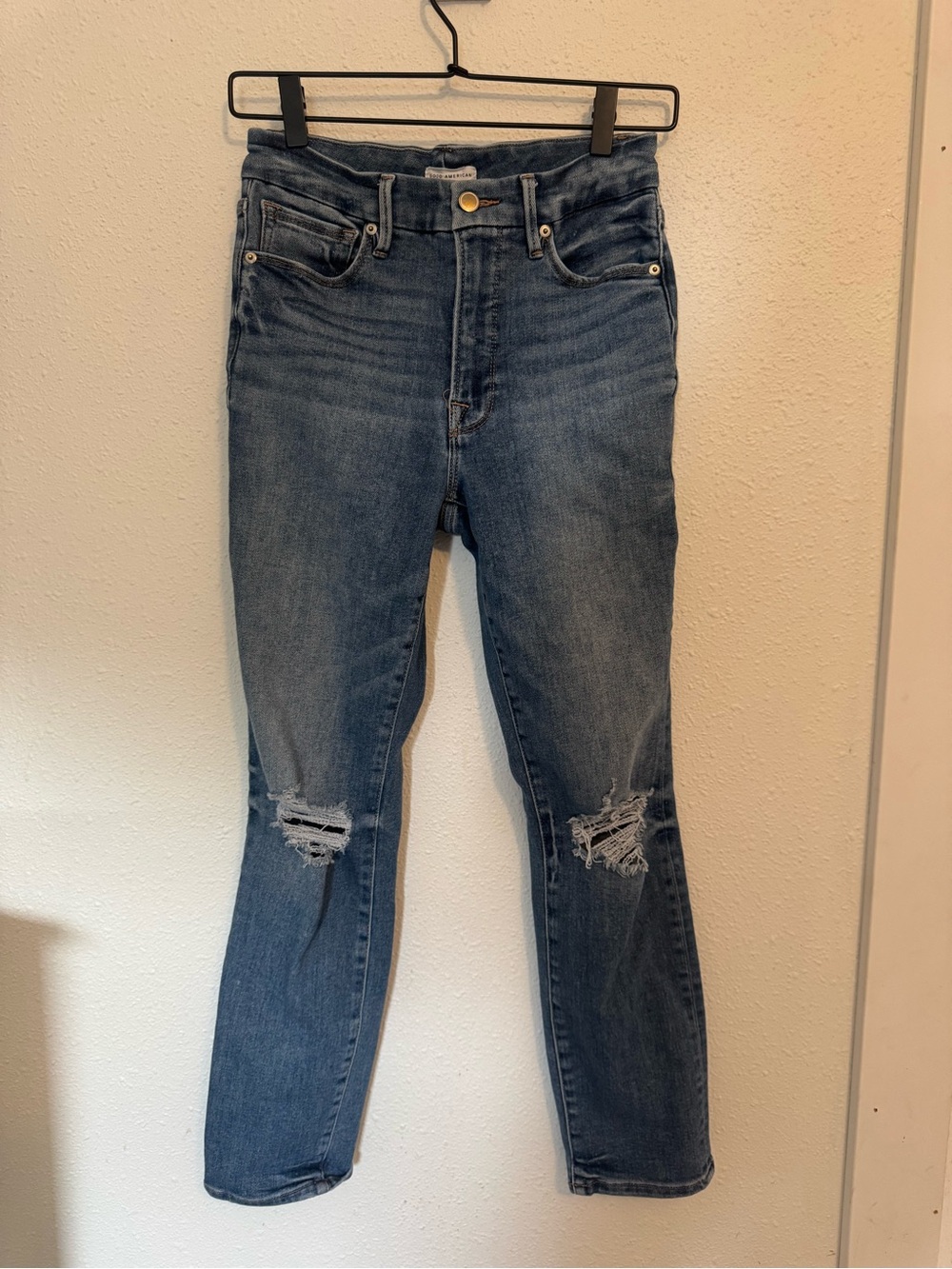 Good American High-Rise Distressed Women’s Jeans - Blue 4/27